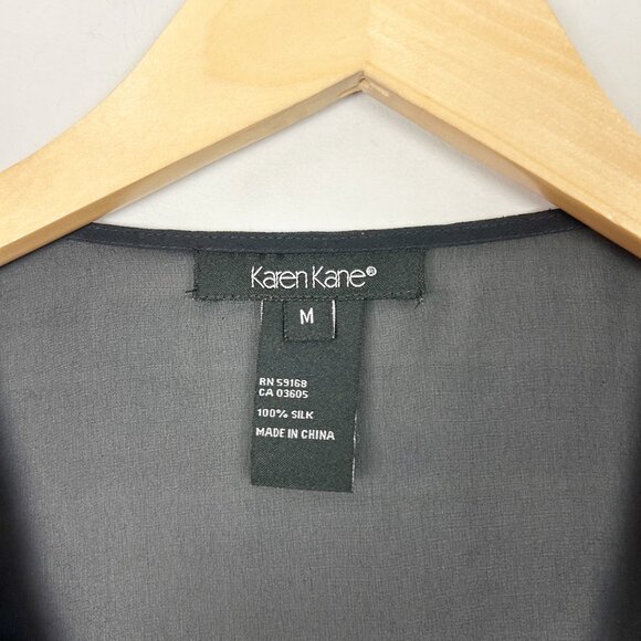 Y2K Karen Kane Black Beaded Embellished Silk Top Sheer Size Medium Women's - Picture 5 of 5